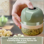 ⚡ Mini Processador Elétrico Portátil 250ml com 3 Lâminas de Aço Inox – USB Bivolt