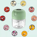 ⚡ Mini Processador Elétrico Portátil 250ml com 3 Lâminas de Aço Inox – USB Bivolt