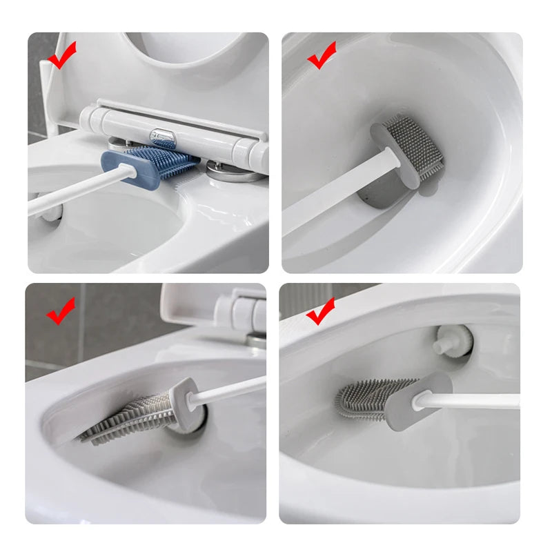 🚽 Escova de Limpeza para Vaso Sanitário em Silicone com Suporte de Parede – Higiênica e Durável