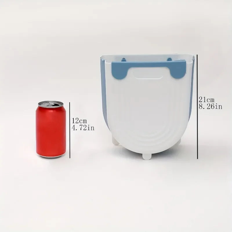 🗑️ Lixeira Dobrável Suspensa para Cozinha e Banheiro – Fixação em Armário ou Parede