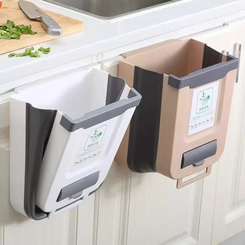 🗑️ Lixeira Dobrável para Cozinha com Fixação em Porta ou Parede – Compacta e Multifuncional