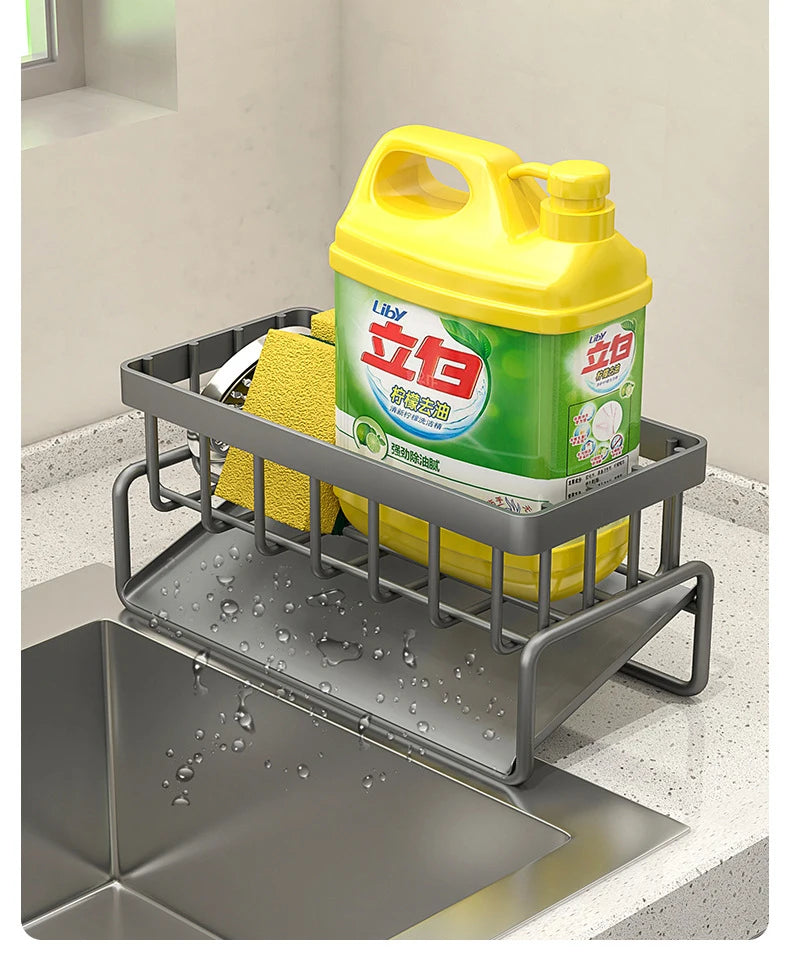 🧽 Rack Multifuncional de Aço Inoxidável para Pia – Organizador e Drenagem de Cozinha