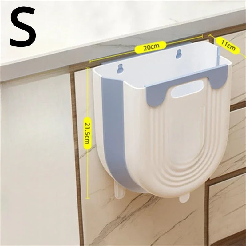 🗑️ Lixeira Dobrável Suspensa para Cozinha e Banheiro – Fixação em Armário ou Parede