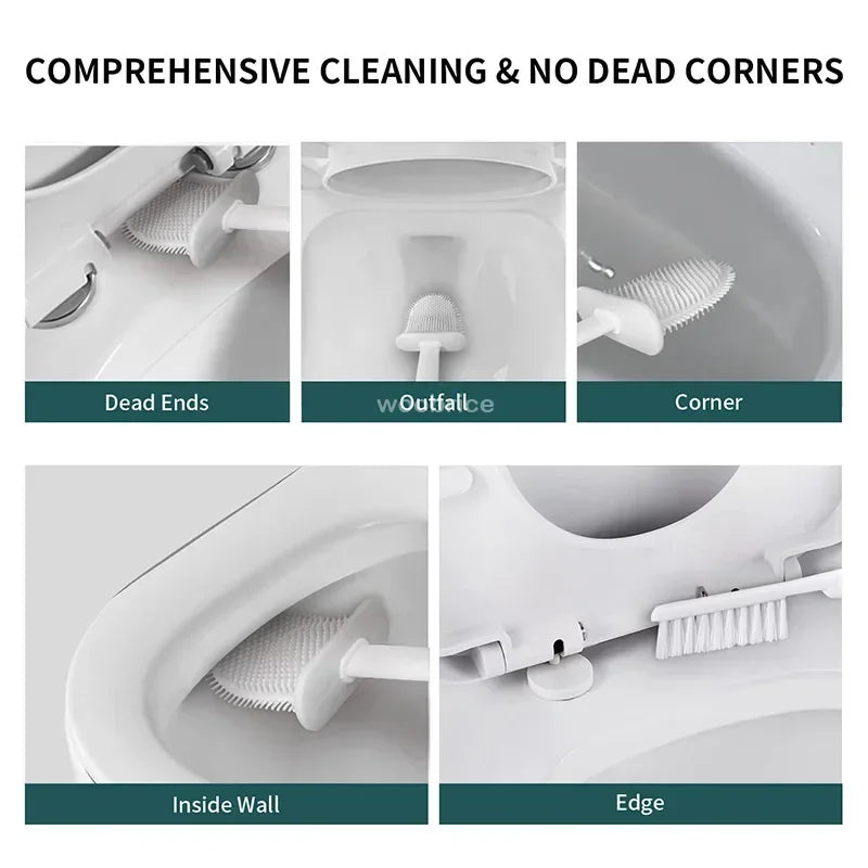🚽 Escova de Limpeza para Vaso Sanitário em Silicone com Suporte de Parede – Higiênica e Durável