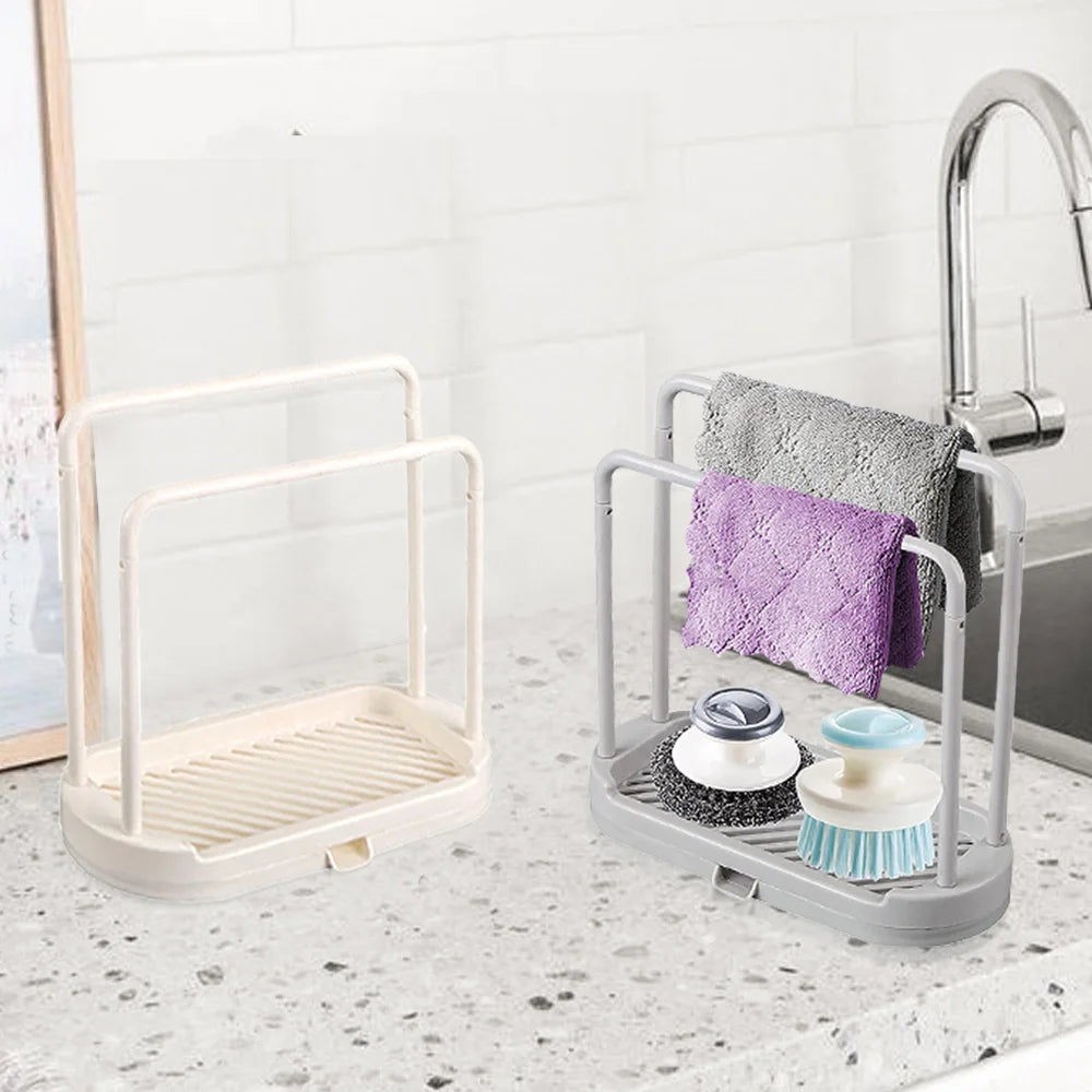 🧽 Suporte de Drenagem para Panos de Cozinha – Prateleira Organizador de Pia Multifuncional