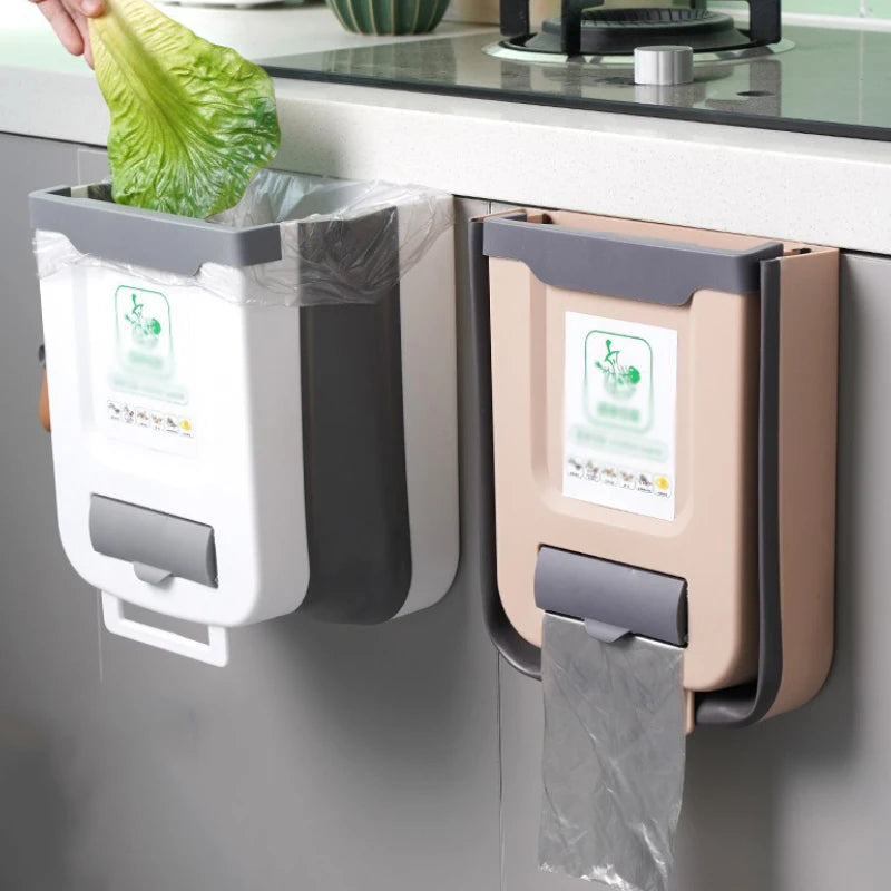 🗑️ Lixeira Dobrável para Cozinha com Fixação em Porta ou Parede – Compacta e Multifuncional