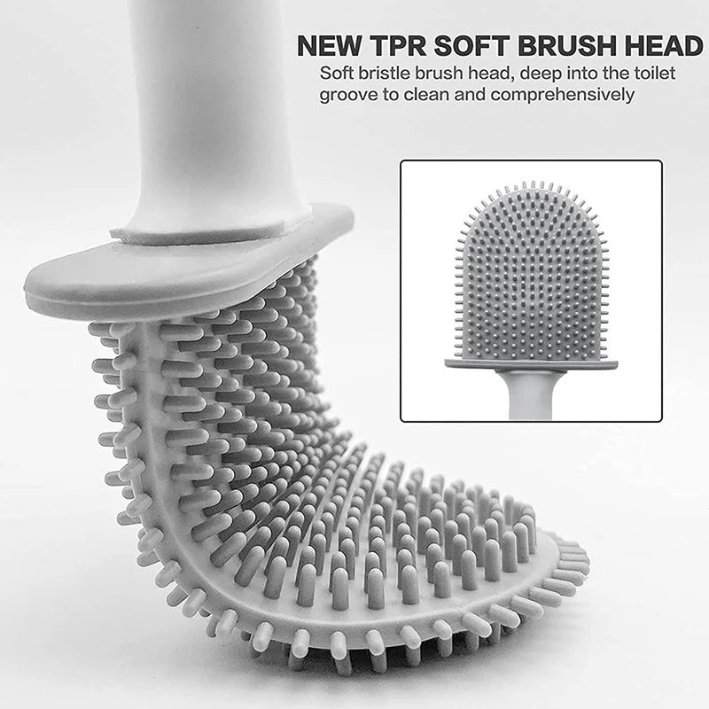 🚽 Escova de Limpeza para Vaso Sanitário em Silicone com Suporte de Parede – Higiênica e Durável