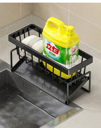 🧽 Rack Multifuncional de Aço Inoxidável para Pia – Organizador e Drenagem de Cozinha