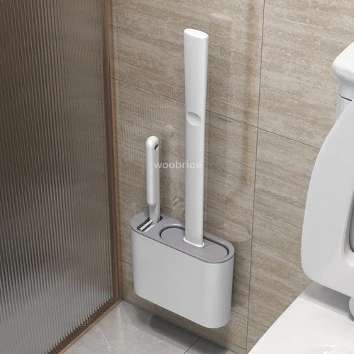🚽 Escova de Limpeza para Vaso Sanitário em Silicone com Suporte de Parede – Higiênica e Durável