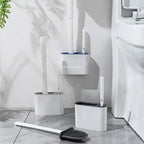 🚽 Escova de Limpeza para Vaso Sanitário em Silicone com Suporte de Parede – Higiênica e Durável