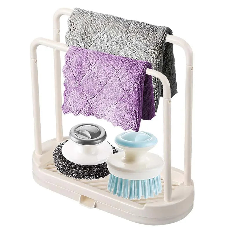 🧽 Suporte de Drenagem para Panos de Cozinha – Prateleira Organizador de Pia Multifuncional