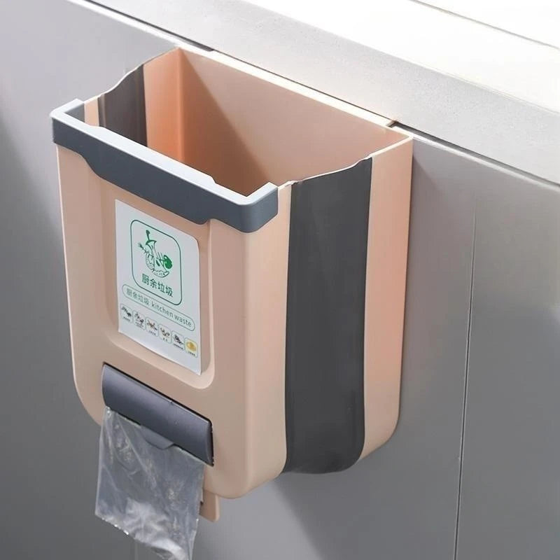 🗑️ Lixeira Dobrável para Cozinha com Fixação em Porta ou Parede – Compacta e Multifuncional
