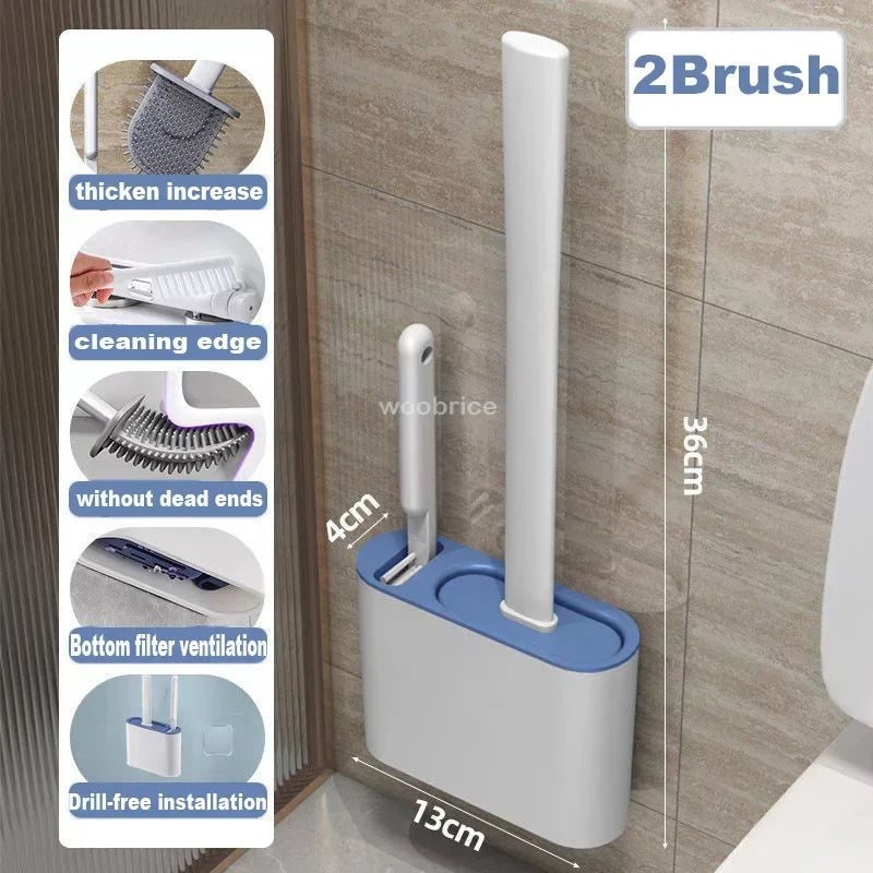 🚽 Escova de Limpeza para Vaso Sanitário em Silicone com Suporte de Parede – Higiênica e Durável