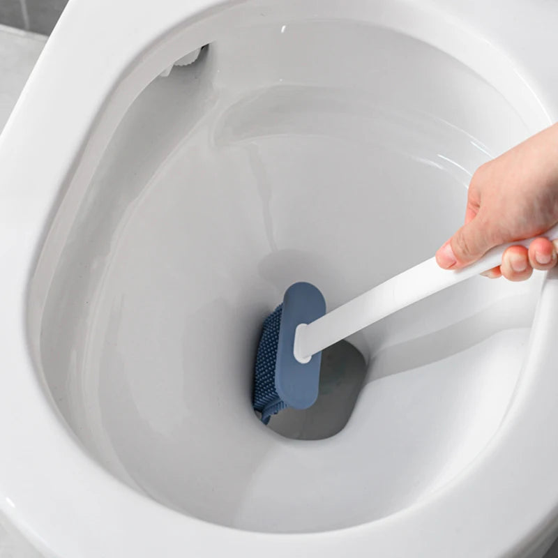 🚽 Escova de Limpeza para Vaso Sanitário em Silicone com Suporte de Parede – Higiênica e Durável