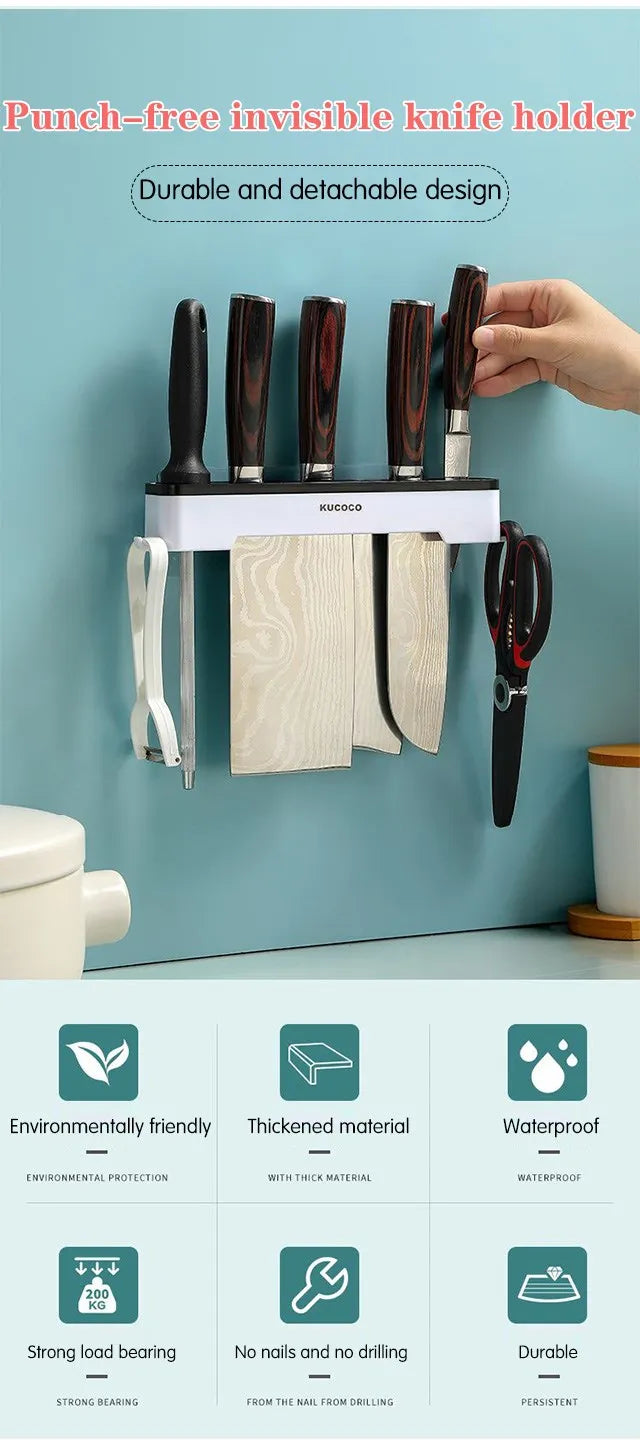 🔪 Suporte de Faca de Cozinha de Parede – Multifuncional e Organizador