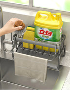 🧽 Rack Multifuncional de Aço Inoxidável para Pia – Organizador e Drenagem de Cozinha