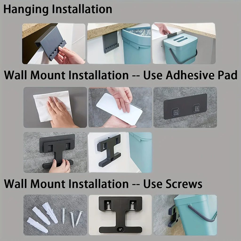 🗑️ Lixeira de Bancada para Resíduos de Alimentos com Tampa – Sem Odor e com Fixação na Parede