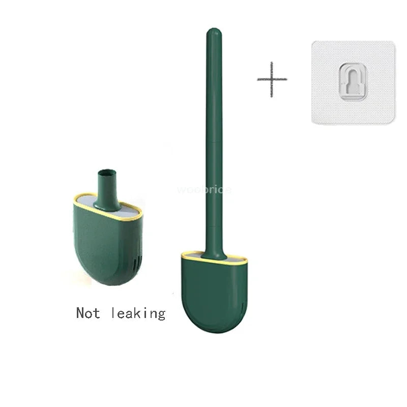 🚽 Escova de Limpeza para Vaso Sanitário em Silicone com Suporte de Parede – Higiênica e Durável