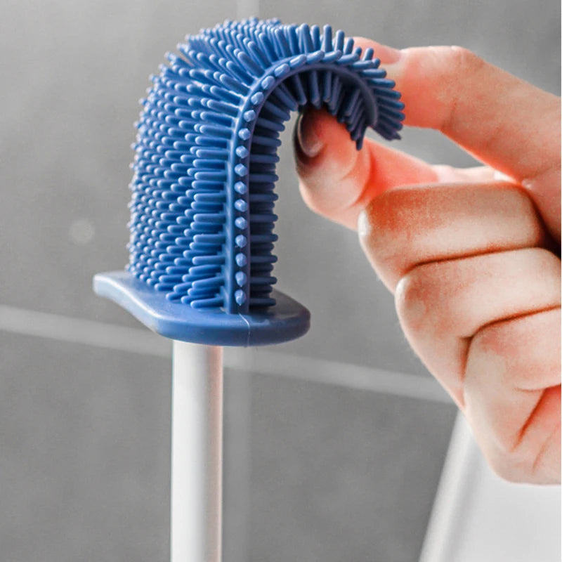 🚽 Escova de Limpeza para Vaso Sanitário em Silicone com Suporte de Parede – Higiênica e Durável