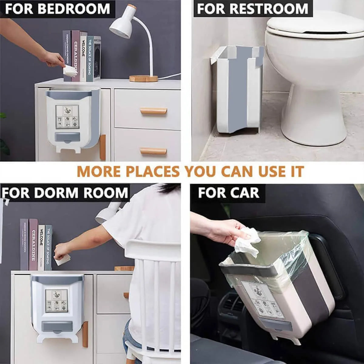 🗑️ Lixeira Dobrável para Cozinha com Fixação em Porta ou Parede – Compacta e Multifuncional