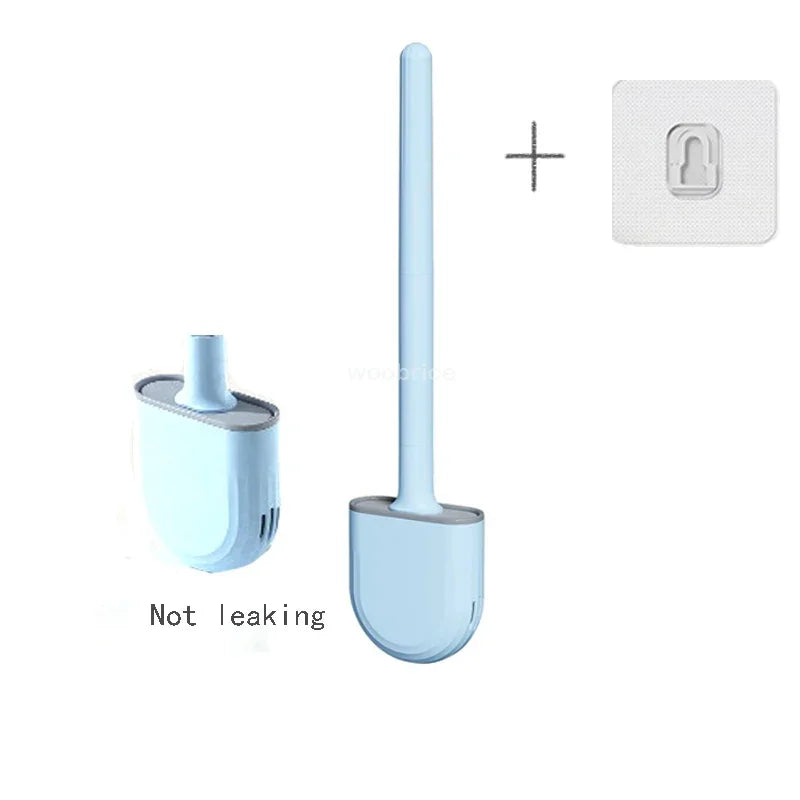 🚽 Escova de Limpeza para Vaso Sanitário em Silicone com Suporte de Parede – Higiênica e Durável