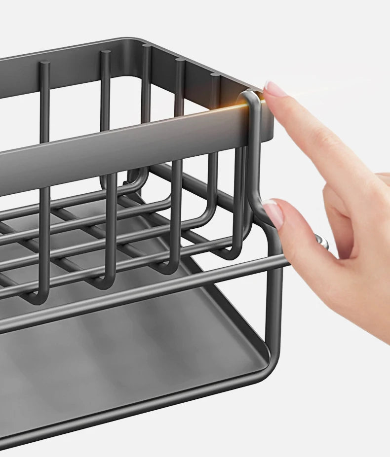 🧽 Rack Multifuncional de Aço Inoxidável para Pia – Organizador e Drenagem de Cozinha